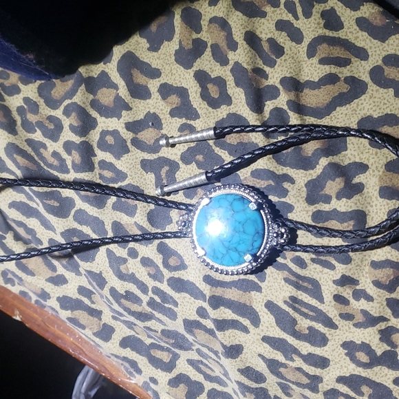 Vintage Mexican tie with Mexican Turquoise - Picture 3 of 4